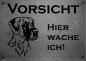 Preview: Edelstahl Warnschild Dänische Dogge VORSICHT Hier wache ich!