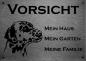 Preview: Edelstahl Warnschild Dalmatiner VORSICHT Mein Haus mein Garten meine Familie