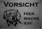 Preview: Edelstahl Warnschild Golden Retriever VORSICHT Hier wache ich!