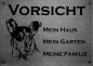 Preview: Edelstahl Warnschild Kurzhaarcollie VORSICHT Mein Haus mein Garten meine Familie