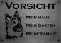 Preview: Edelstahl Hundeschild Altdeutscher SchäferhundVORSICHT Mein Haus mein Garten meine Familie