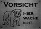 Preview: Edelstahl Warnschild Old English Bulldog VORSICHT Hier wache ich!