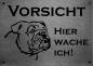 Preview: Edelstahl Warnschild Old English Bulldog VORSICHT Hier wache ich!