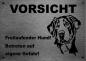 Preview: Edelstahl Warnschild Großer Schweizer Sennenhund VORSICHT Freilaufender Hund! Betreten auf eigene Gefahr!