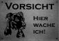 Preview: Edelstahl Warnschild American Staffordshire Terrier VORSICHT Freilaufender Hund! Betreten auf eigene Gefahr!