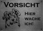 Preview: Edelstahl Warnschild Australian Shepherd VORSICHT Hier wache ich!