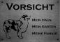 Preview: Edelstahl Hundeschild Australian Shepherd VORSICHT Mein Haus mein Garten meine Familie