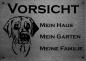 Preview: Edelstahl Warnschild Broholmer VORSICHT Mein Haus mein Garten meine Familie