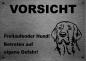 Preview: Edelstahl Hundeschild Broholmer VORSICHT Freilaufender Hund! Betreten auf eigene Gefahr!