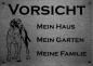 Preview: Edelstahl Warnschild Deutsch Kurzhaar VORSICHT Mein Haus mein Garten meine Familie