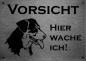 Preview: Edelstahl Warnschild Entlebucher Sennenhund VORSICHT Hier wache ich!