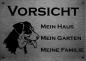 Preview: Edelstahl Warnschild Entlebucher Sennenhund VORSICHT Mein Haus mein Garten meine Familie