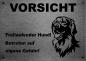 Preview: Edelstahl Warnschild Hovawart VORSICHT Freilaufender Hund! Betreten auf eigene Gefahr!