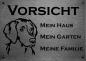 Preview: Edelstahl Warnschild Vizsla VORSICHT Mein Haus mein Garten meine Familie