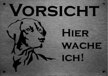 Edelstahl Warnschild Vizsla VORSICHT Hier wache ich!