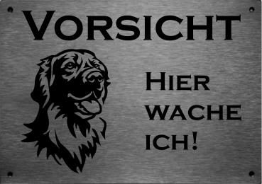 Edelstahl Warnschild Hovawart VORSICHT Hier wache ich!