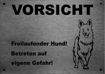 Edelstahl Warnschild Afghanischer Windhund VORSICHT Freilaufender Hund! Betreten auf eigene Gefahr!