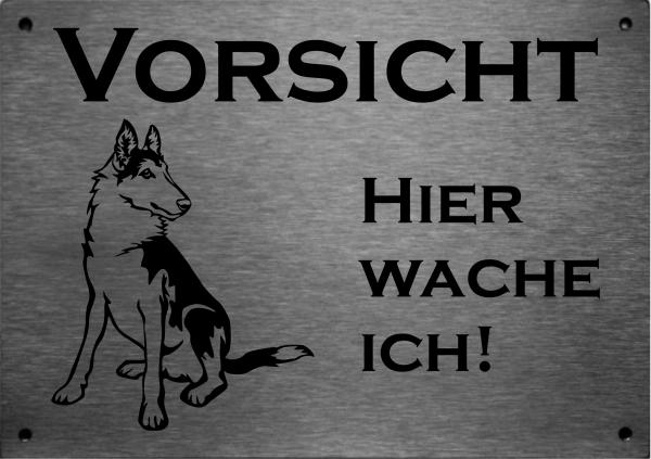 Edelstahl Warnschild Kurzhaarcollie VORSICHT Hier wache ich!