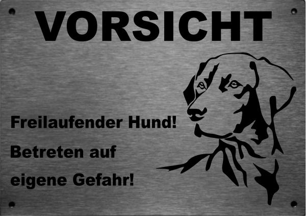 Edelstahl Warnschild Vizsla VORSICHT Freilaufender Hund! Betreten auf eigene Gefahr!
