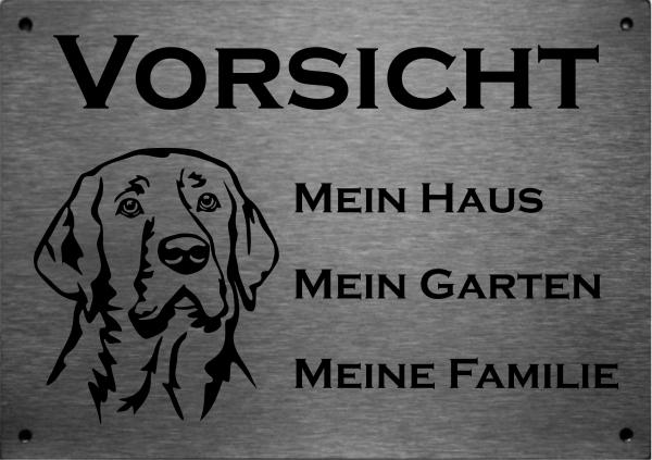 Edelstahl Hundeschild Broholmer VORSICHT Mein Haus mein Garten meine Familie